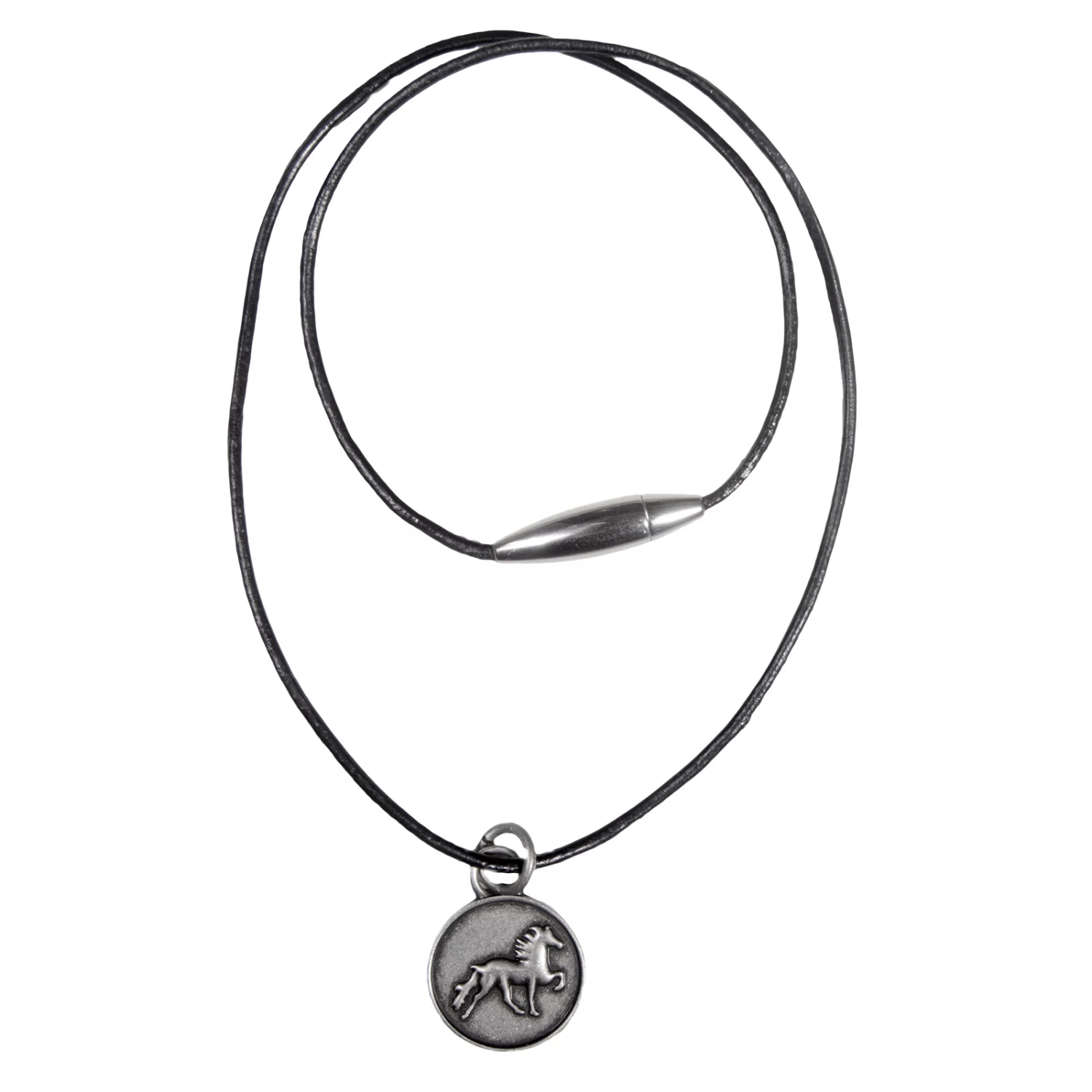 Karlslund Leather Necklace With Rustic Icelandic Horse 1 Karlslund Leather Necklace With Rustic Icelandic Horse