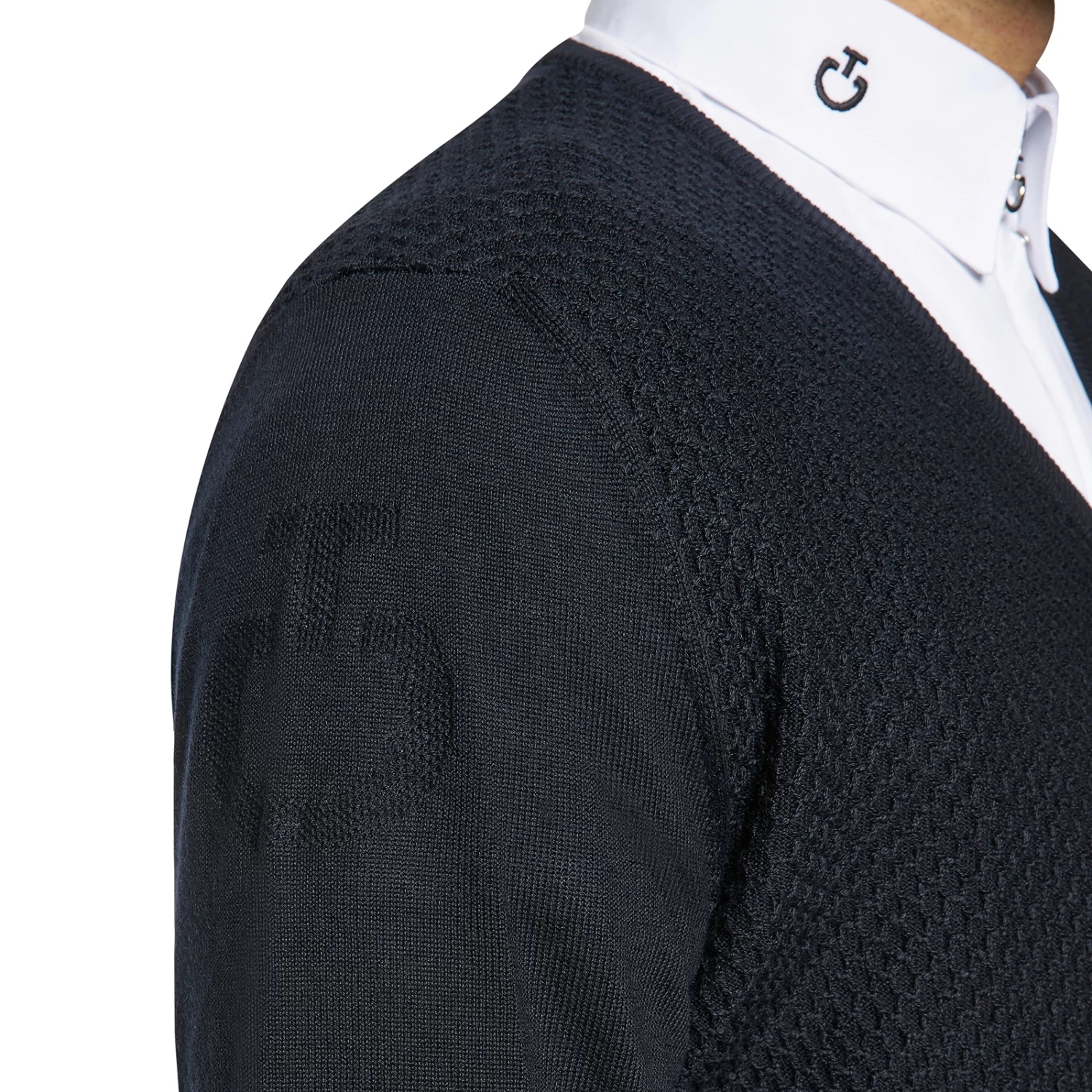 Cavalleria Toscana Men's Wool Knit Honeycomb V-Neck Sweater 4 Cavalleria Toscana Men's Wool Knit Honeycomb V-Neck Sweater - Image 4