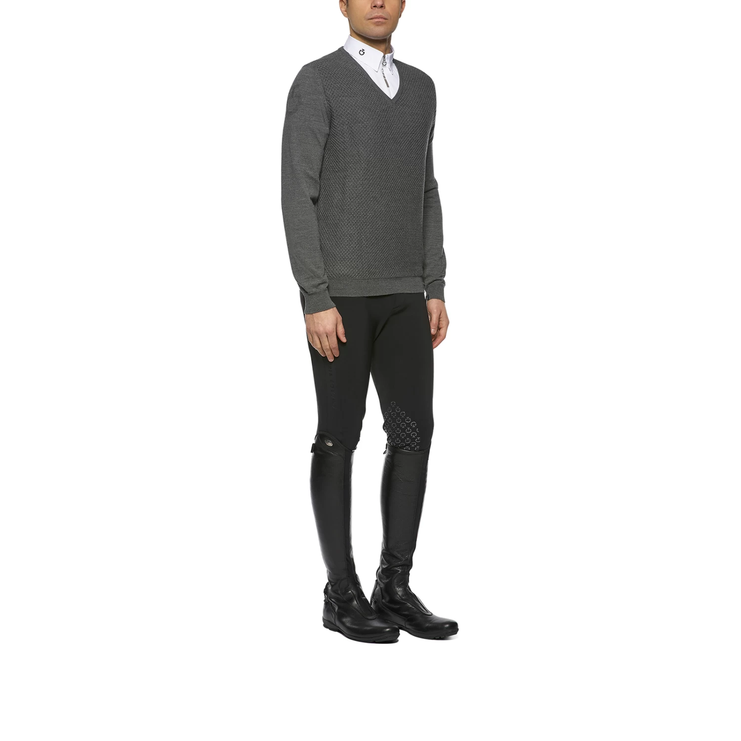 Cavalleria Toscana Men's Wool Knit Honeycomb V-Neck Sweater 7 Cavalleria Toscana Men's Wool Knit Honeycomb V-Neck Sweater - Image 7