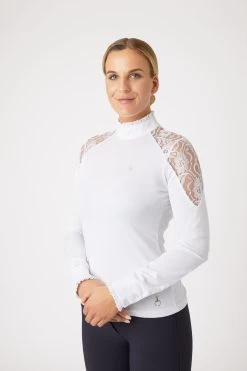 Horze Sylvie Women's Long Sleeve Lace Show Shirt 22 Horze Sylvie Women's Long Sleeve Lace Show Shirt -Equestrian Clothing Shop 33530 WH 2