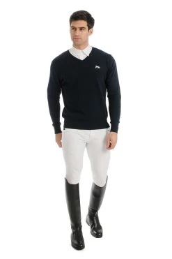Horseware Signature Cotton Knit V-Neck -Equestrian Clothing Shop 336041 DB 6