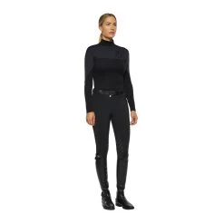 Cavalleria Toscana Women's Tech Wool Velvet Logo Turtleneck -Equestrian Clothing Shop 336845 BL 3