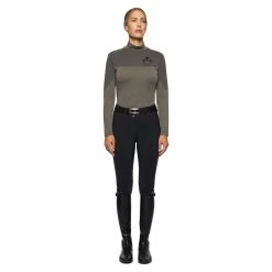 Cavalleria Toscana Women's Tech Wool Velvet Logo Turtleneck -Equestrian Clothing Shop 336845 G 1