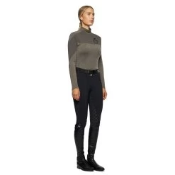 Cavalleria Toscana Women's Tech Wool Velvet Logo Turtleneck -Equestrian Clothing Shop 336845 G 2