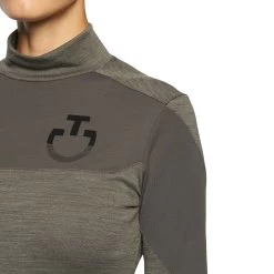 Cavalleria Toscana Women's Tech Wool Velvet Logo Turtleneck -Equestrian Clothing Shop 336845 G 4