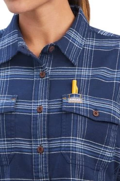 Ariat Rebar Flannel DuraStretch Women's Longsleeve Work Shirt -Equestrian Clothing Shop 344573 DB 5
