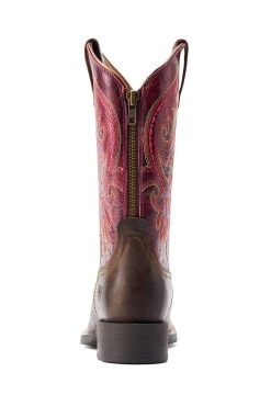 Ariat Round Up Back Zip Women's Western Boots -Equestrian Clothing Shop 345199 DBR PI 05