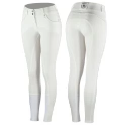 Horze Aubrey High Waist Breeches For Women With Silicone Knee Patch -Equestrian Clothing Shop 36083 WH 1