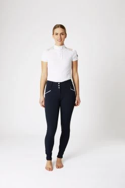 Horze Della High Waist Silicone Knee Patch Breeches With Piping For Woman -Equestrian Clothing Shop 36691 VDB 3