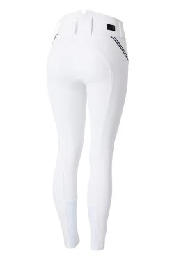 Horze Della High Waist Silicone Knee Patch Breeches With Piping For Woman -Equestrian Clothing Shop 36691 WH 1