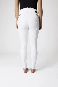 Horze Della High Waist Silicone Knee Patch Breeches With Piping For Woman -Equestrian Clothing Shop 36691 WH 4