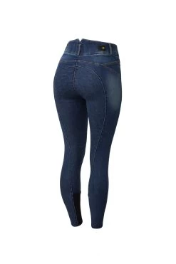 Horze Cecilia Women's Denim Silicone Full Seat Breeches With Back Detail