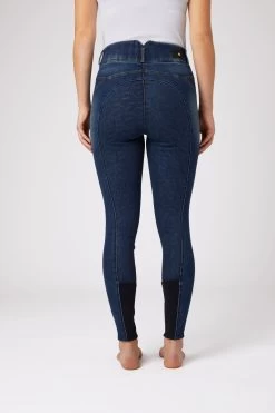 Horze Cecilia Women's Denim Silicone Full Seat Breeches With Back Detail -Equestrian Clothing Shop 36696 DNB 4