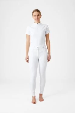 B Vertigo Davina Women's Mid-Rise Knee Patch Breeches With Phone Pockets -Equestrian Clothing Shop 36723 WH 3