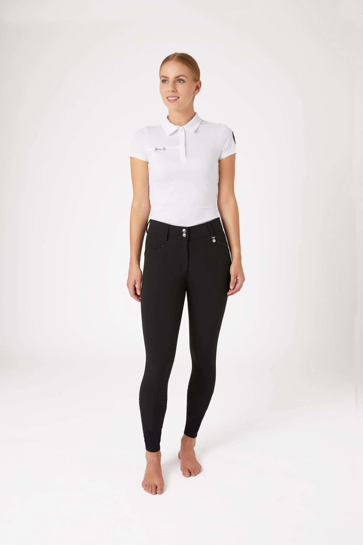 Horze Women's Silicone Full Seat Breeches With High Waist And Crystal Pocket 15 Horze Women's Silicone Full Seat Breeches With High Waist And Crystal Pocket - Image 15