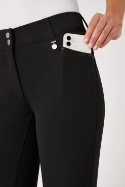 Horze Women's Silicone Full Seat Breeches With High Waist And Crystal Pocket 34 Horze Women's Silicone Full Seat Breeches With High Waist And Crystal Pocket -Equestrian Clothing Shop 36952 BL 5