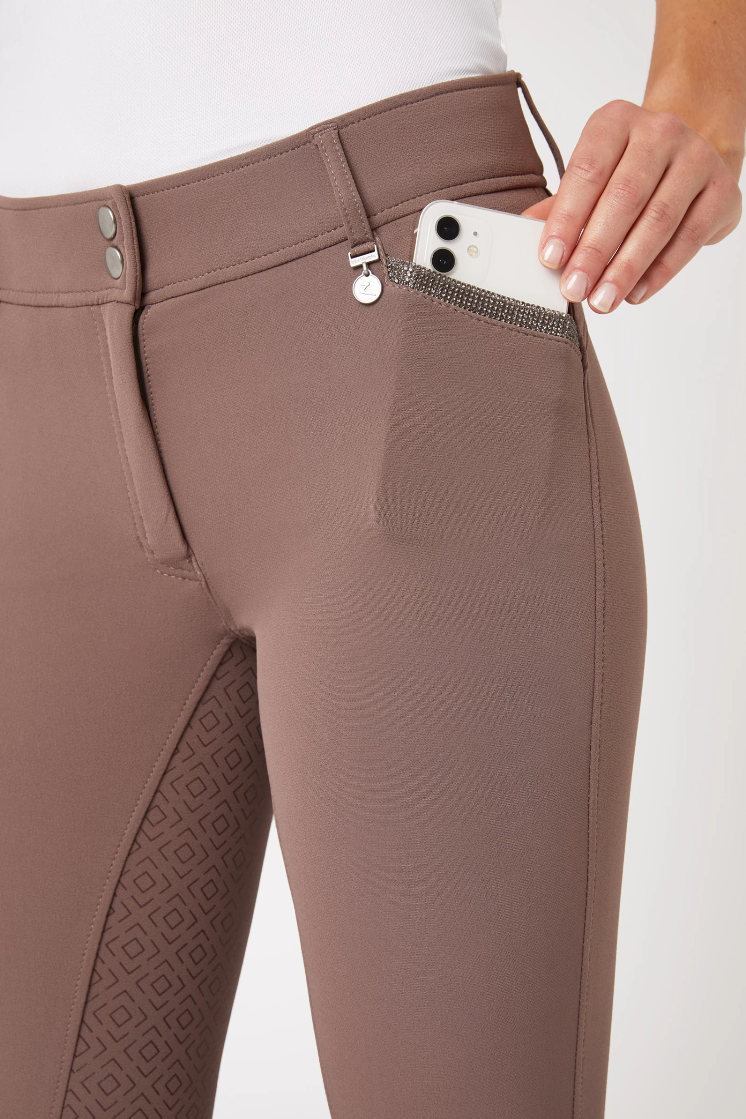 Horze Women's Silicone Full Seat Breeches With High Waist And Crystal Pocket 11 Horze Women's Silicone Full Seat Breeches With High Waist And Crystal Pocket - Image 11