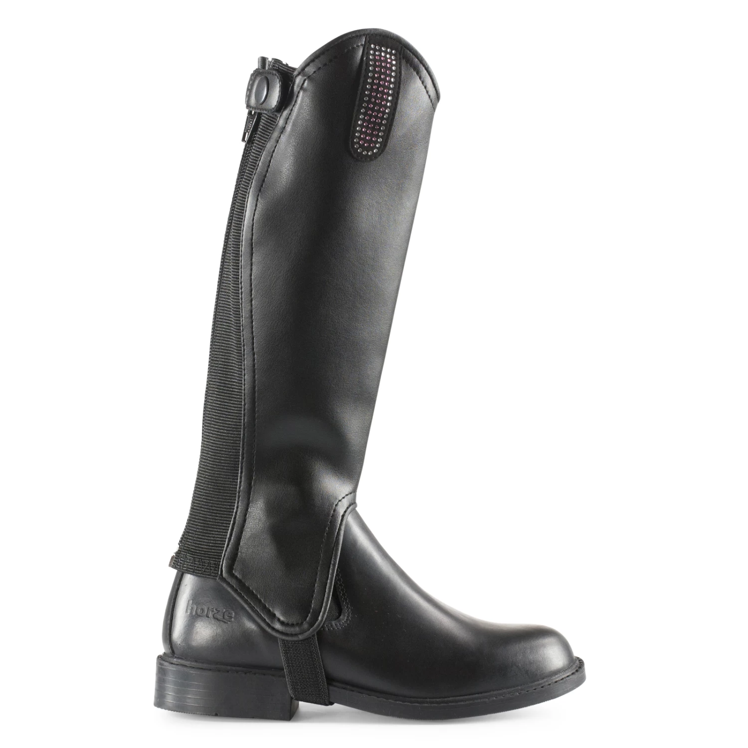 Horze Kids PU Leather Chaps With Bling Loop 1 Horze Kids PU Leather Chaps With Bling Loop