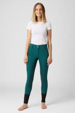 Horze Women's High Waist Silicone Full Seat Breeches With Phone Pocket -Equestrian Clothing Shop cp3591 fdgr 03